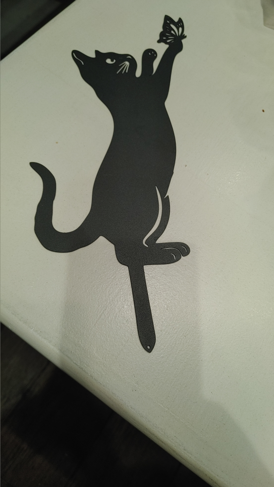 Black Cat and Butterfly Metal Garden Stake - photo 2