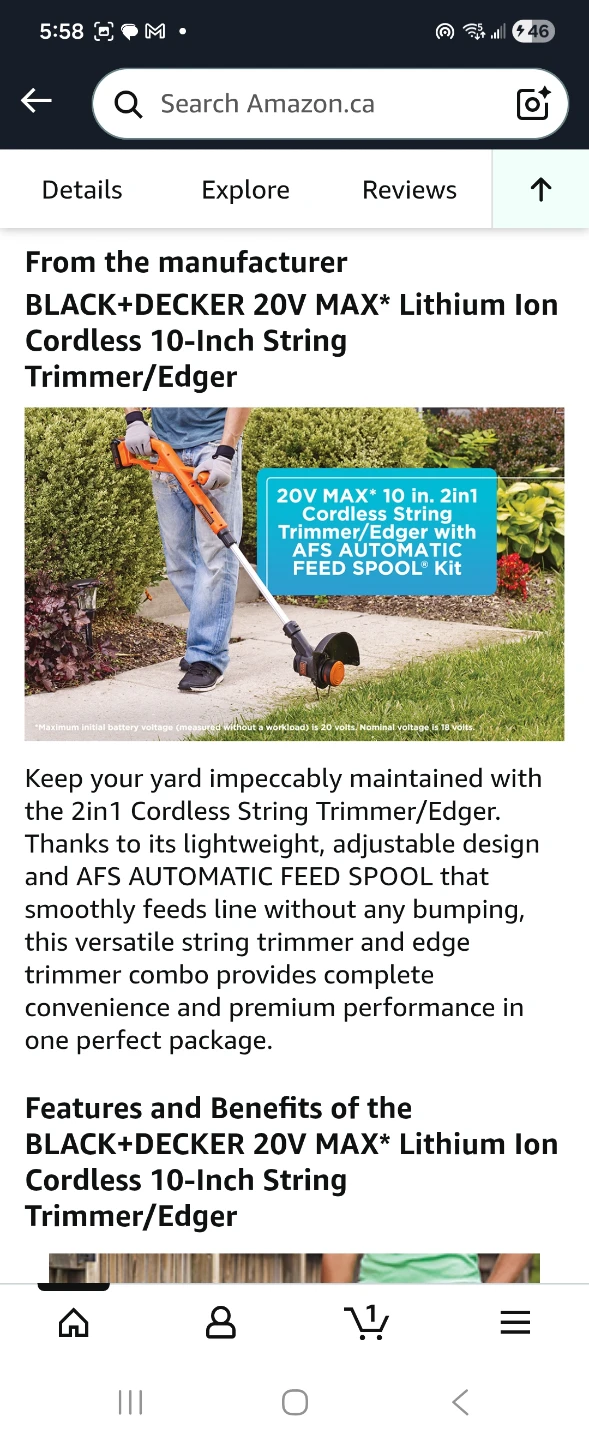 Black and Decker Trimmer With Battery and Charger - photo 4