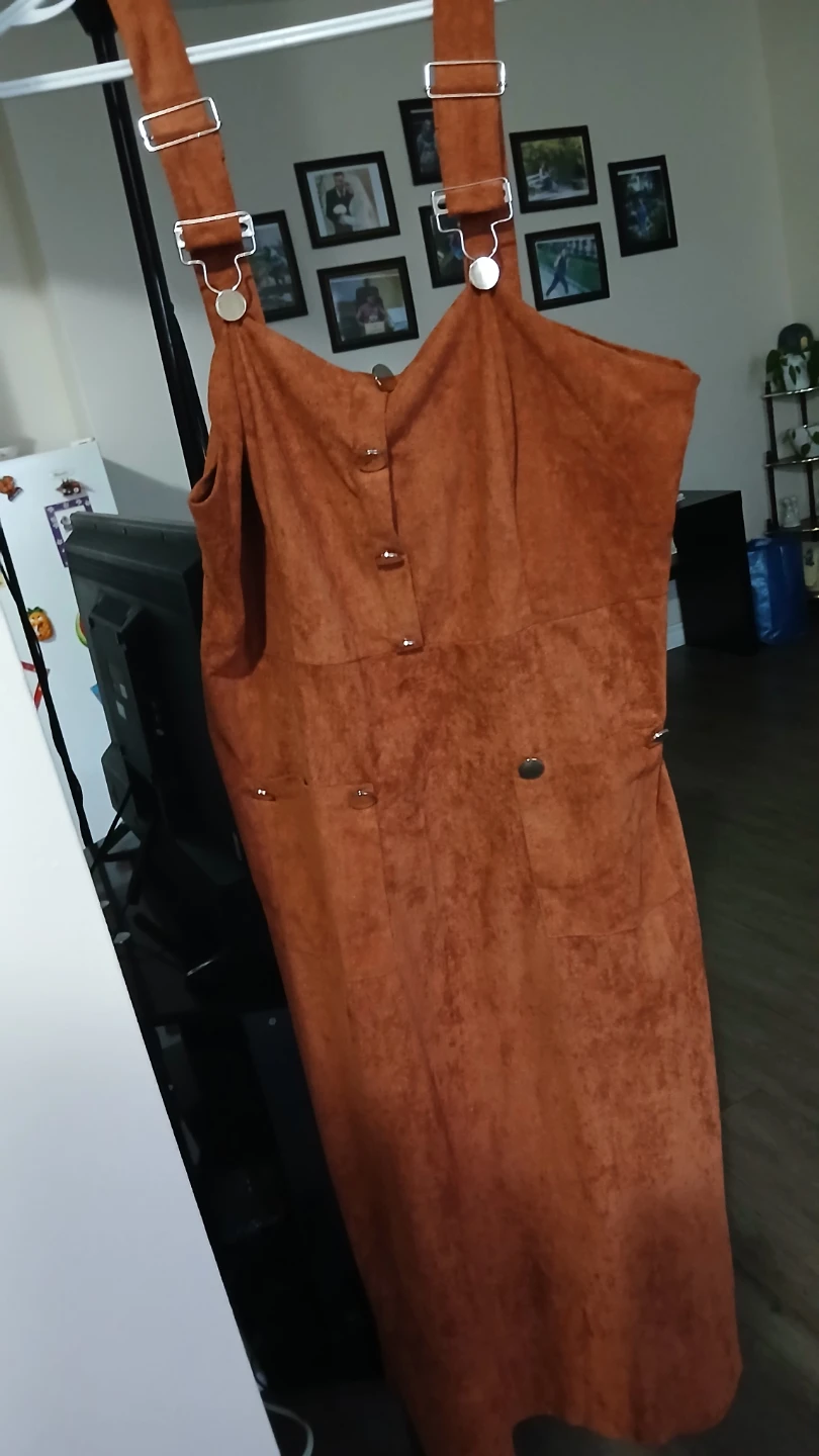 Brown Suede Overall Dress - photo 5