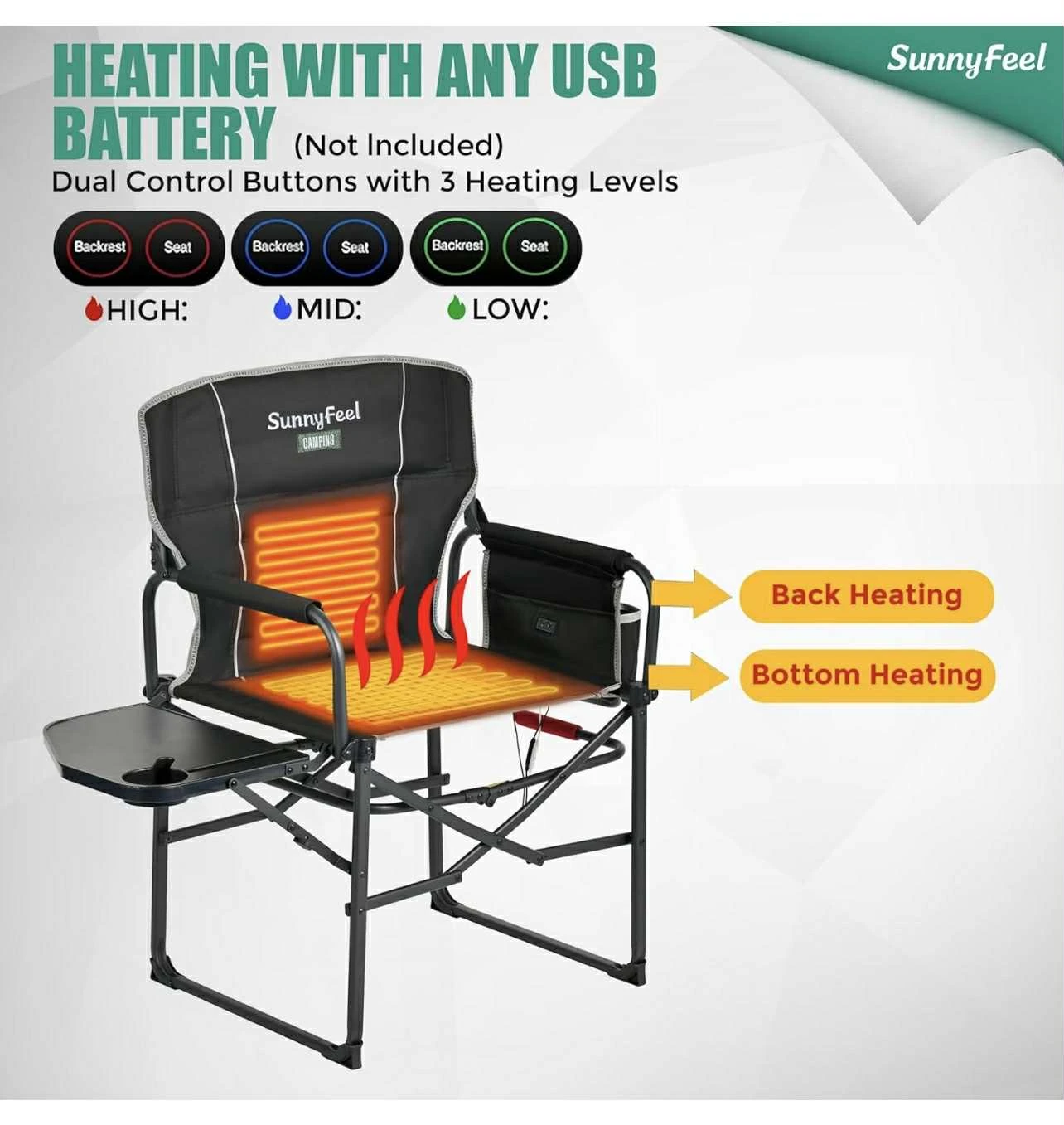 Heated Camping Director's Chair -