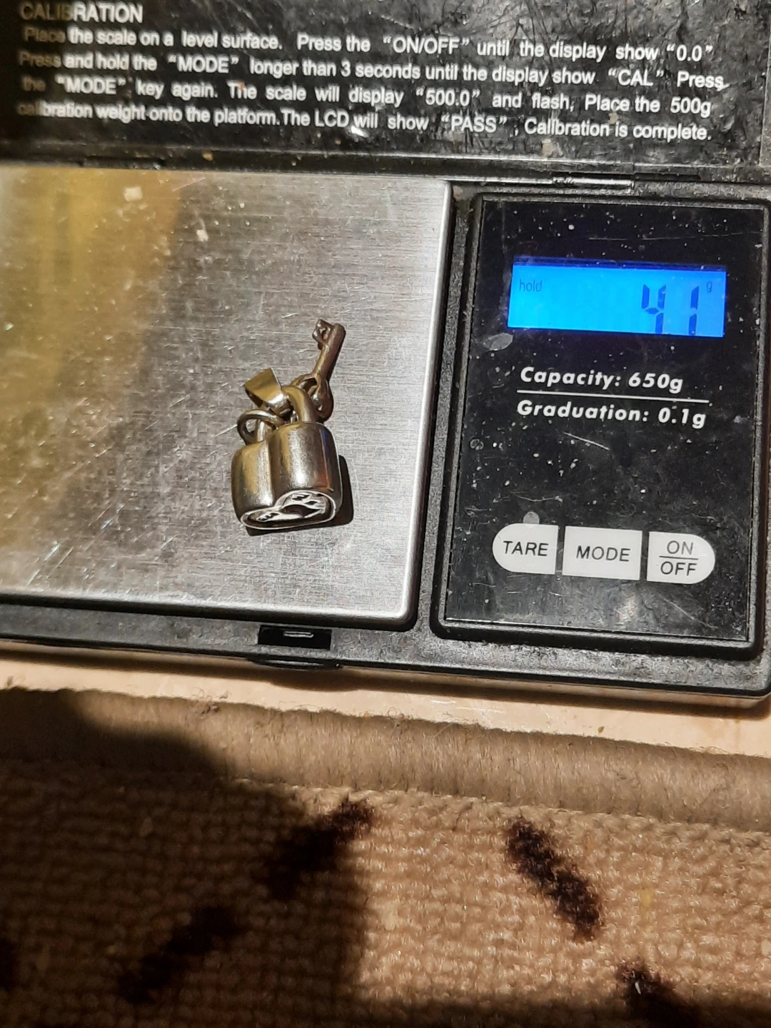 Hefty chunky Sterling Silver Lock and Key heart charm Vintage - photo 5