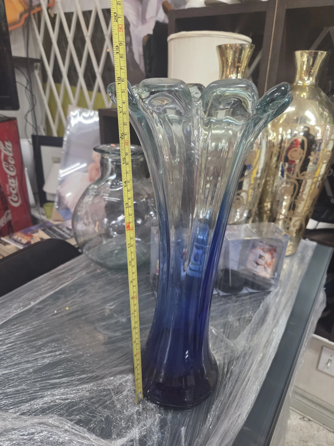 Blue Glass Vase - Approx 20 Inches - photo 2