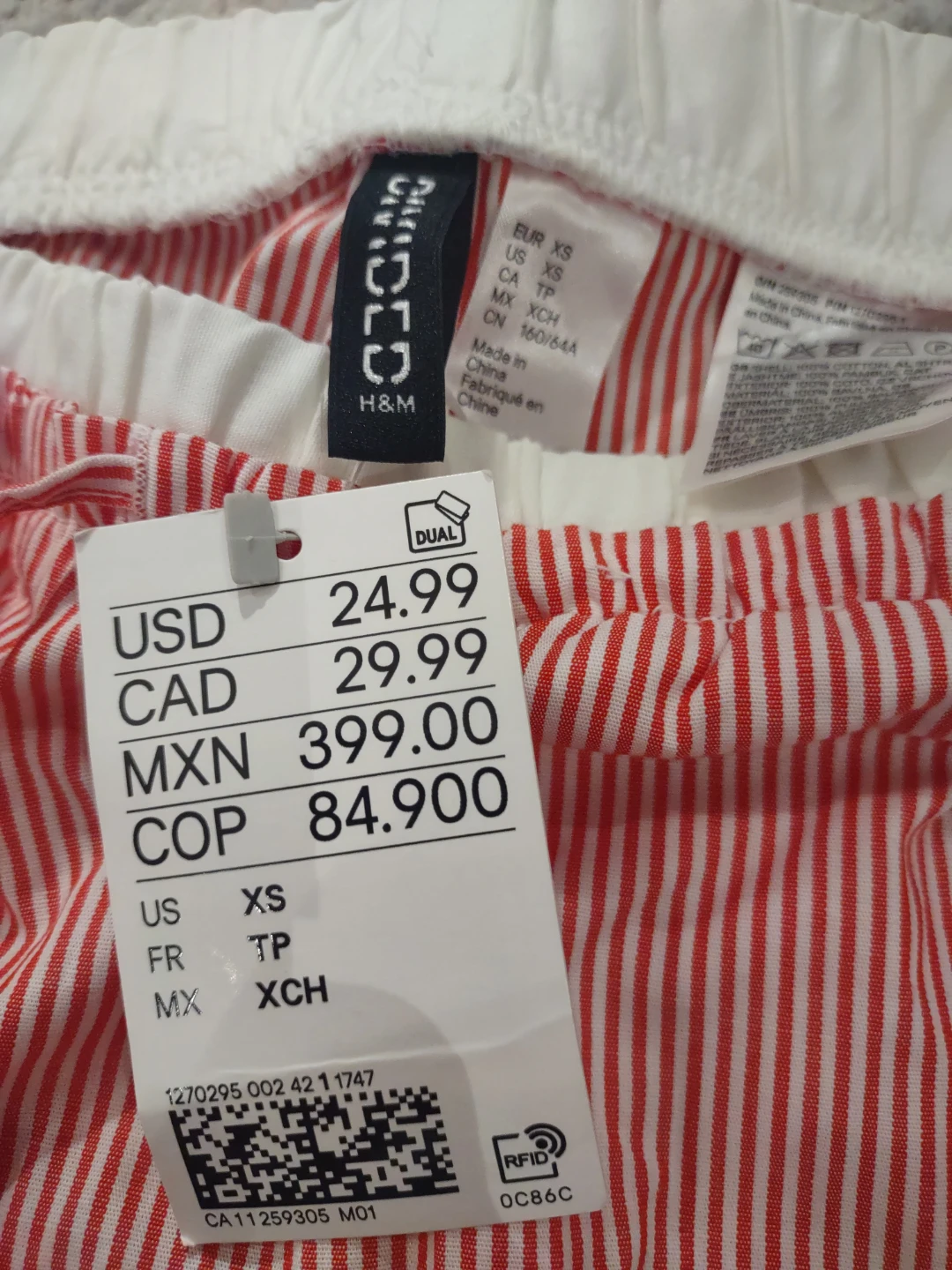 H&M Divided Red Striped linen Pants - Size XS - photo 2