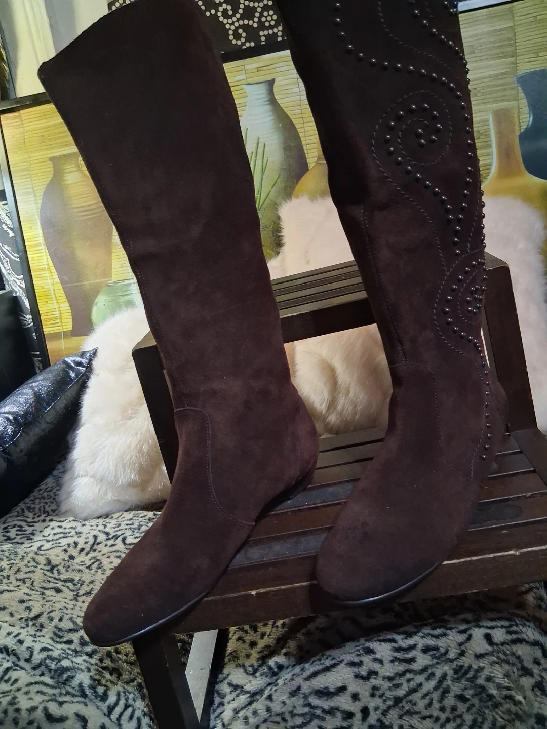 Brown Suede Knee High Boots - photo 5