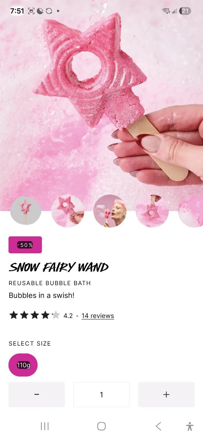 Lush Snow Fairy Wand Reusable Bubble Bath