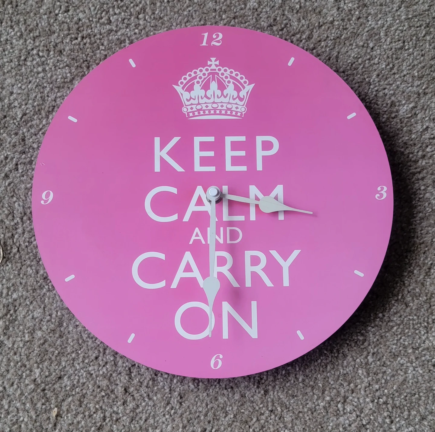 Pink "Keep Calm and Carry On" Novelty Wall Clock