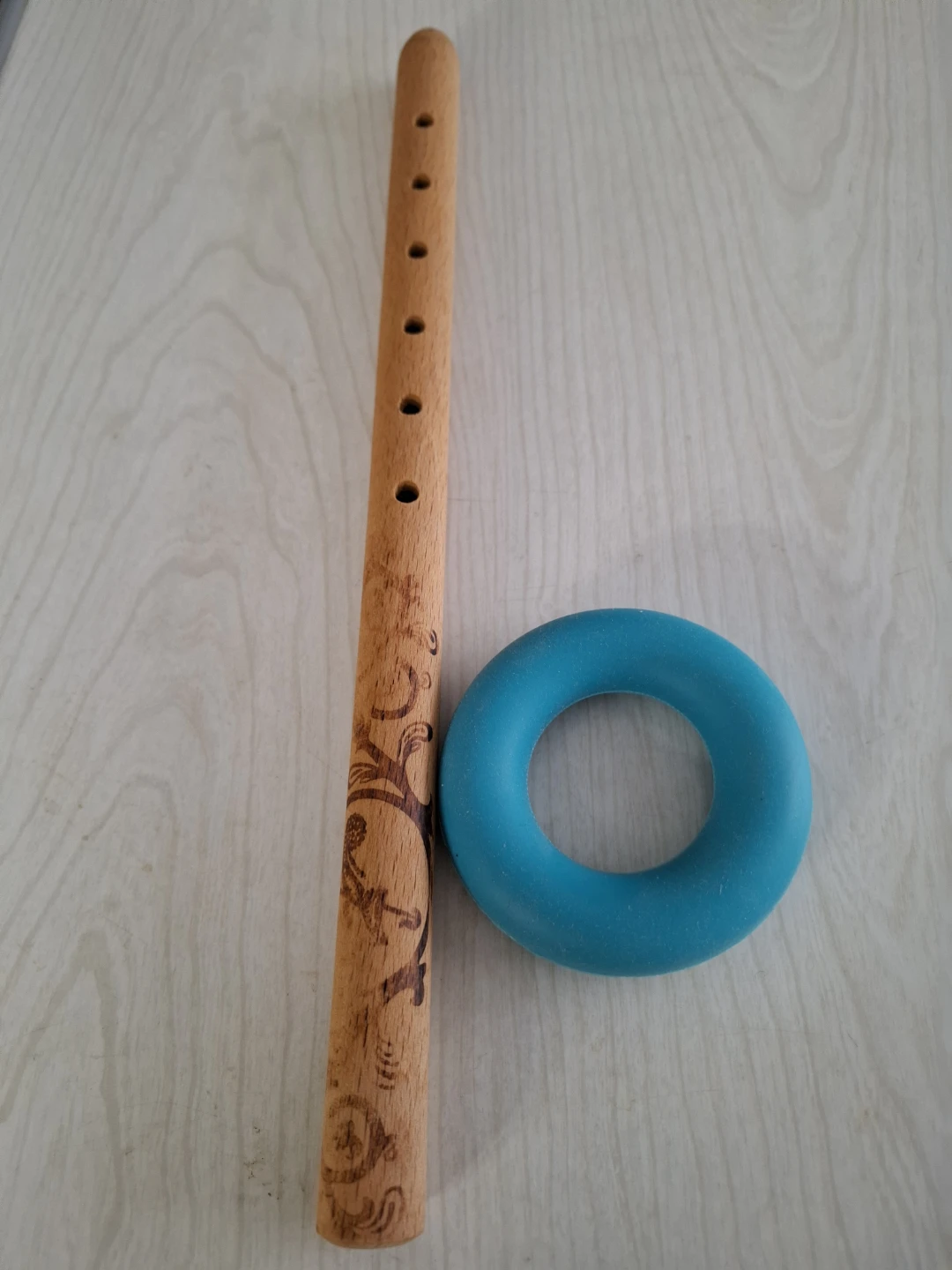 Wooden Flute with Blue Ring