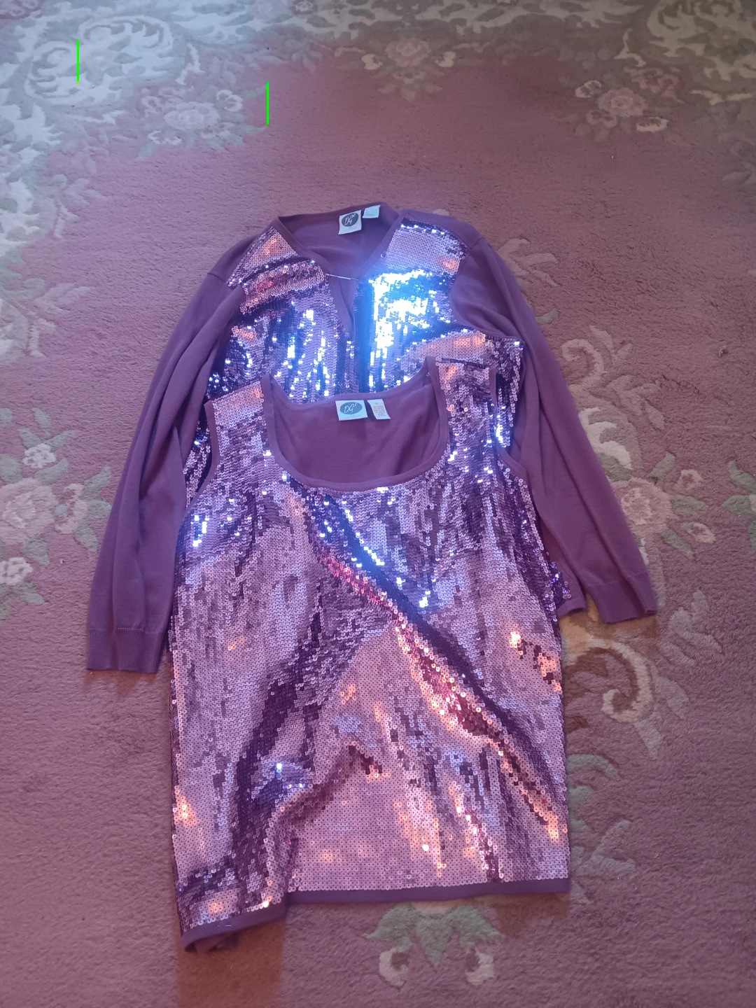 3X Sparkly Sequin Tank Top and Cardigan Set