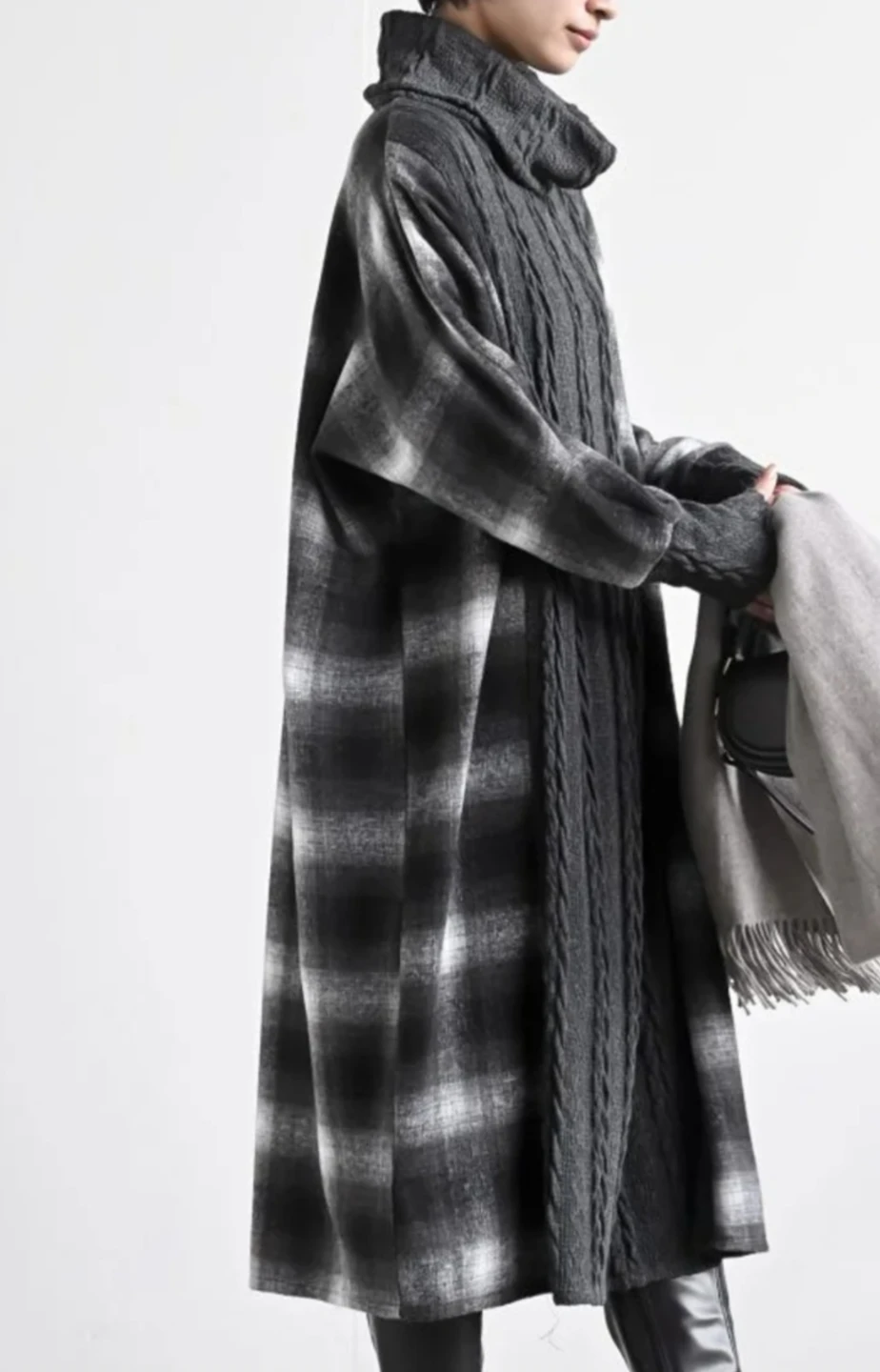 Japan Brand RPS Women's Plaid & Cable Knit One Piece Dress - photo 4