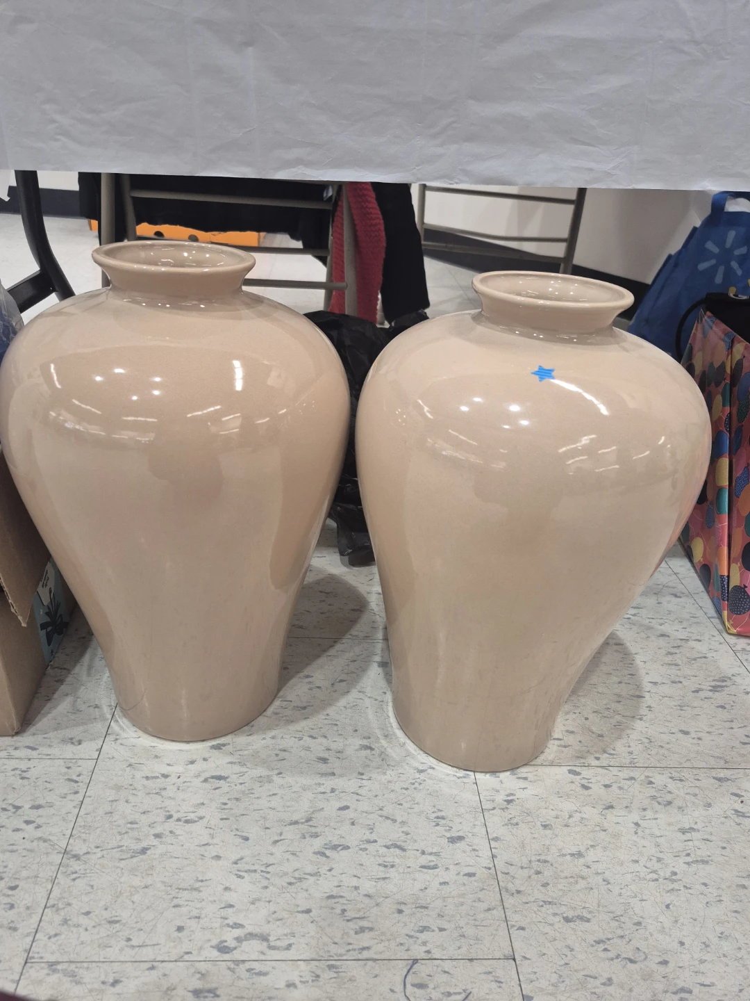 Set of 2 Large Beige Vases