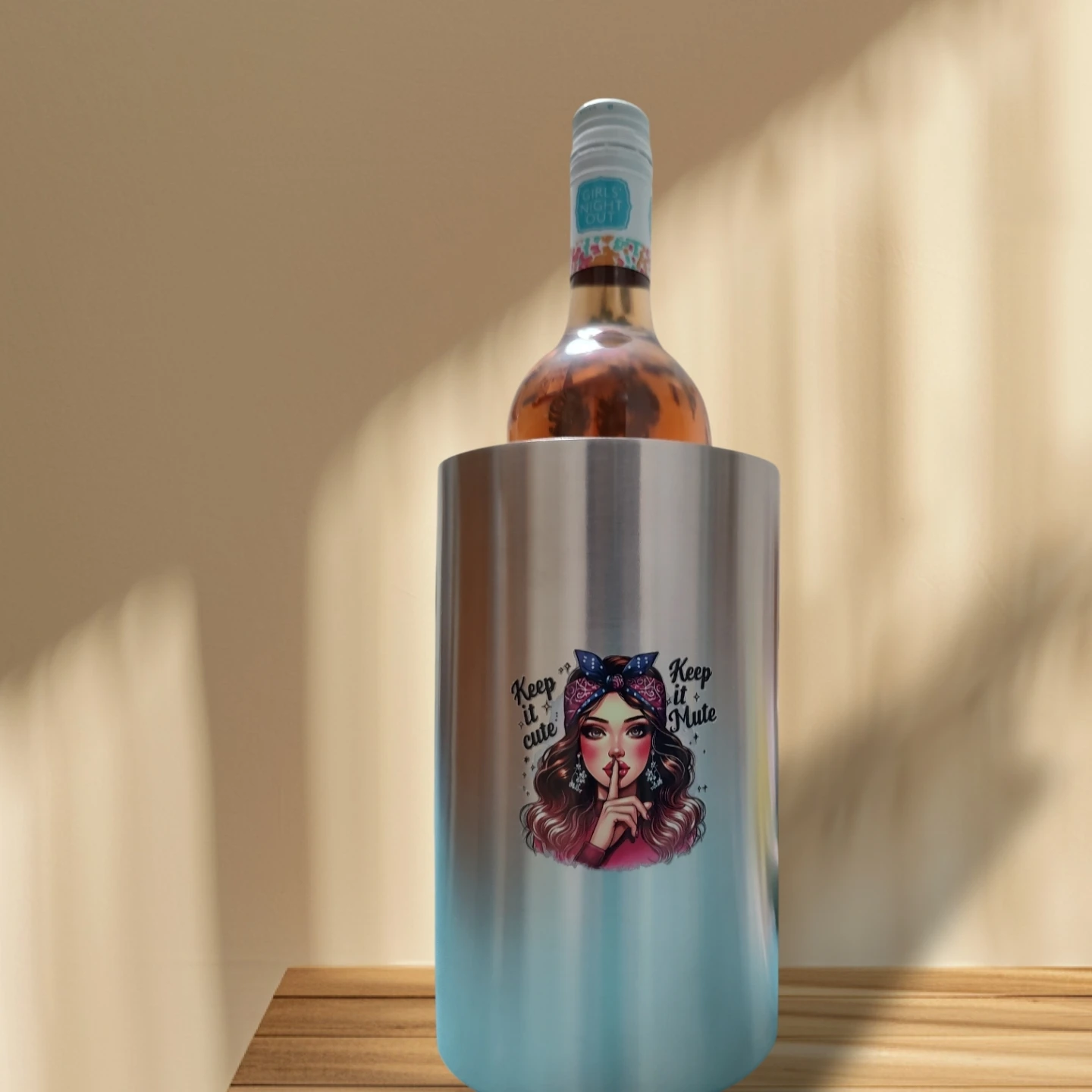 Wine Chiller with 'Keep it Cute' Design