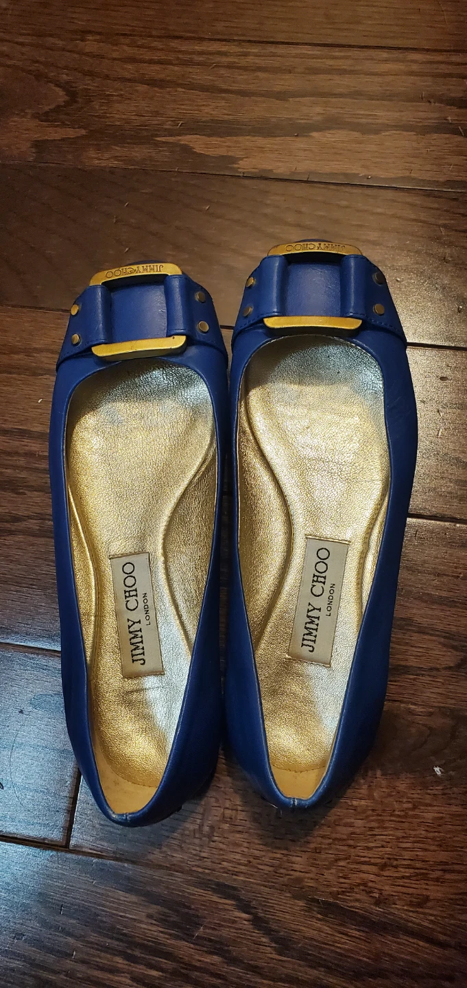 Jimmy Choo Blue Leather Ballet Flats - Size 36.5