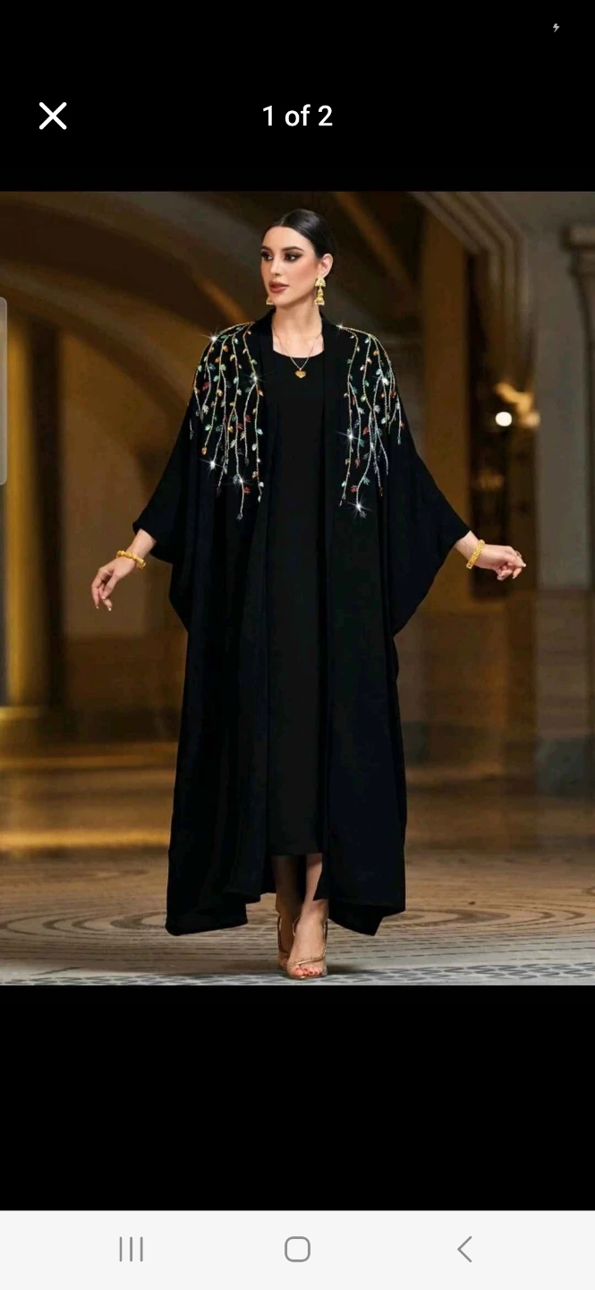 Black Abaya with Embellishments 1pc