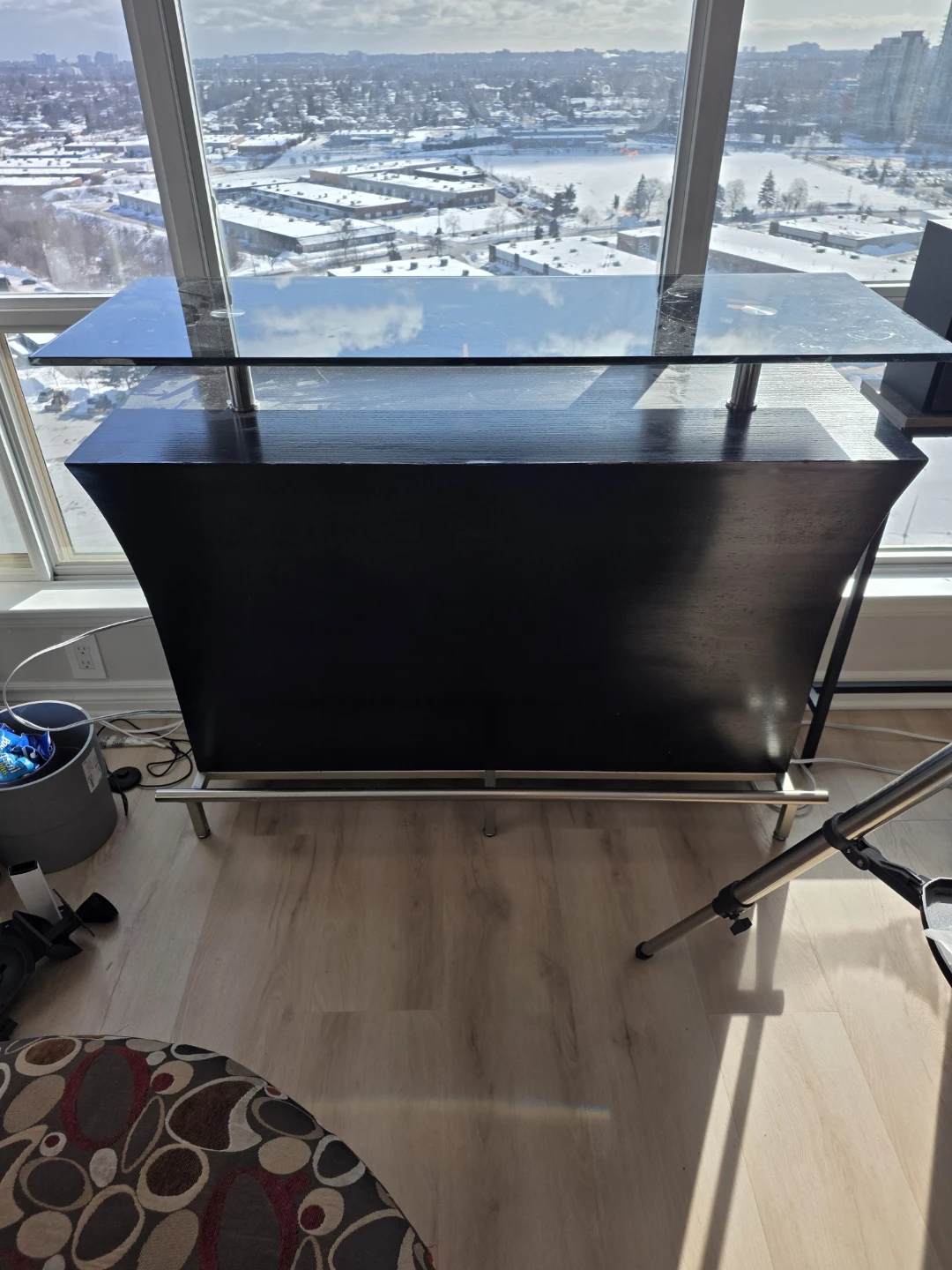 SOLD**** Black Bar Unit with Glass Top