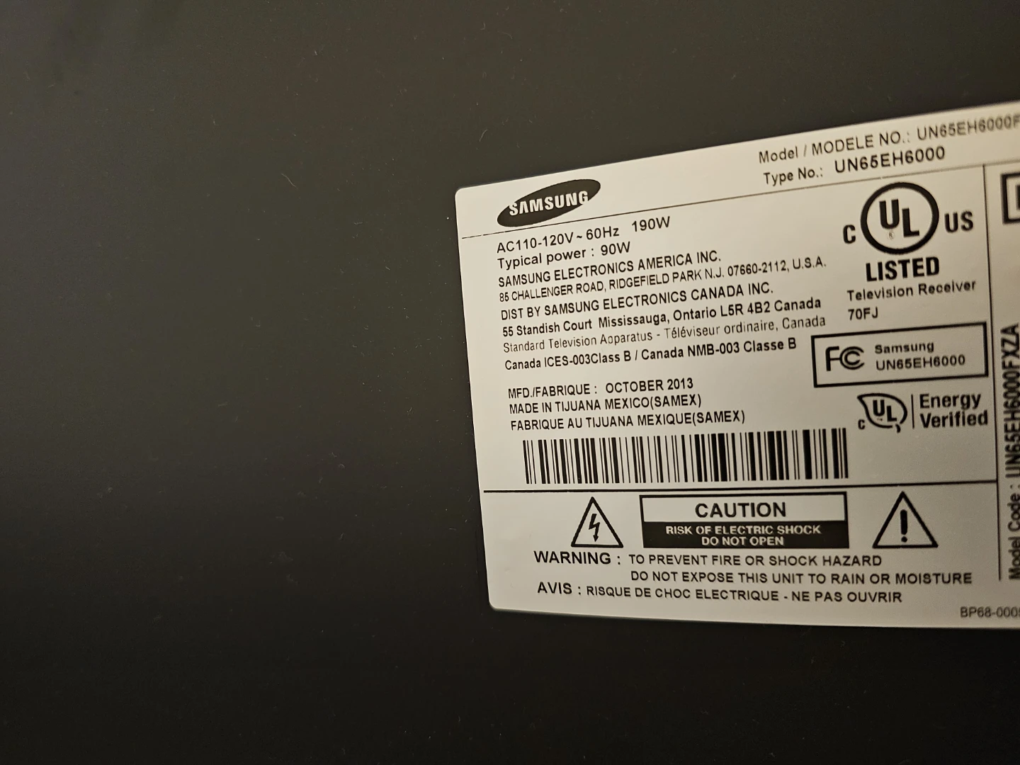 Samsung UN65EH6000 65-inch TV - photo 3
