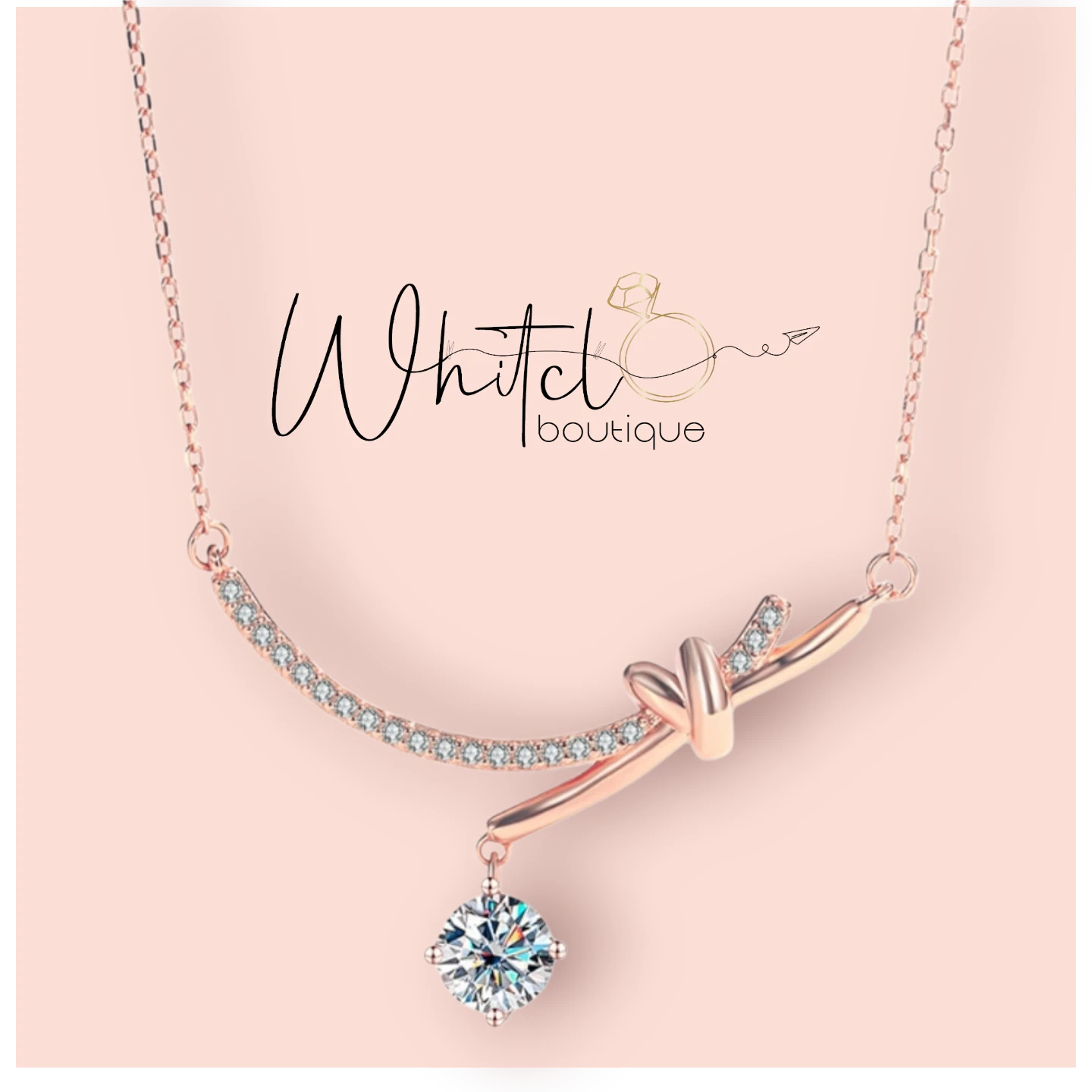 1.0 carat Luna Drop Moissanite Diamond Necklace