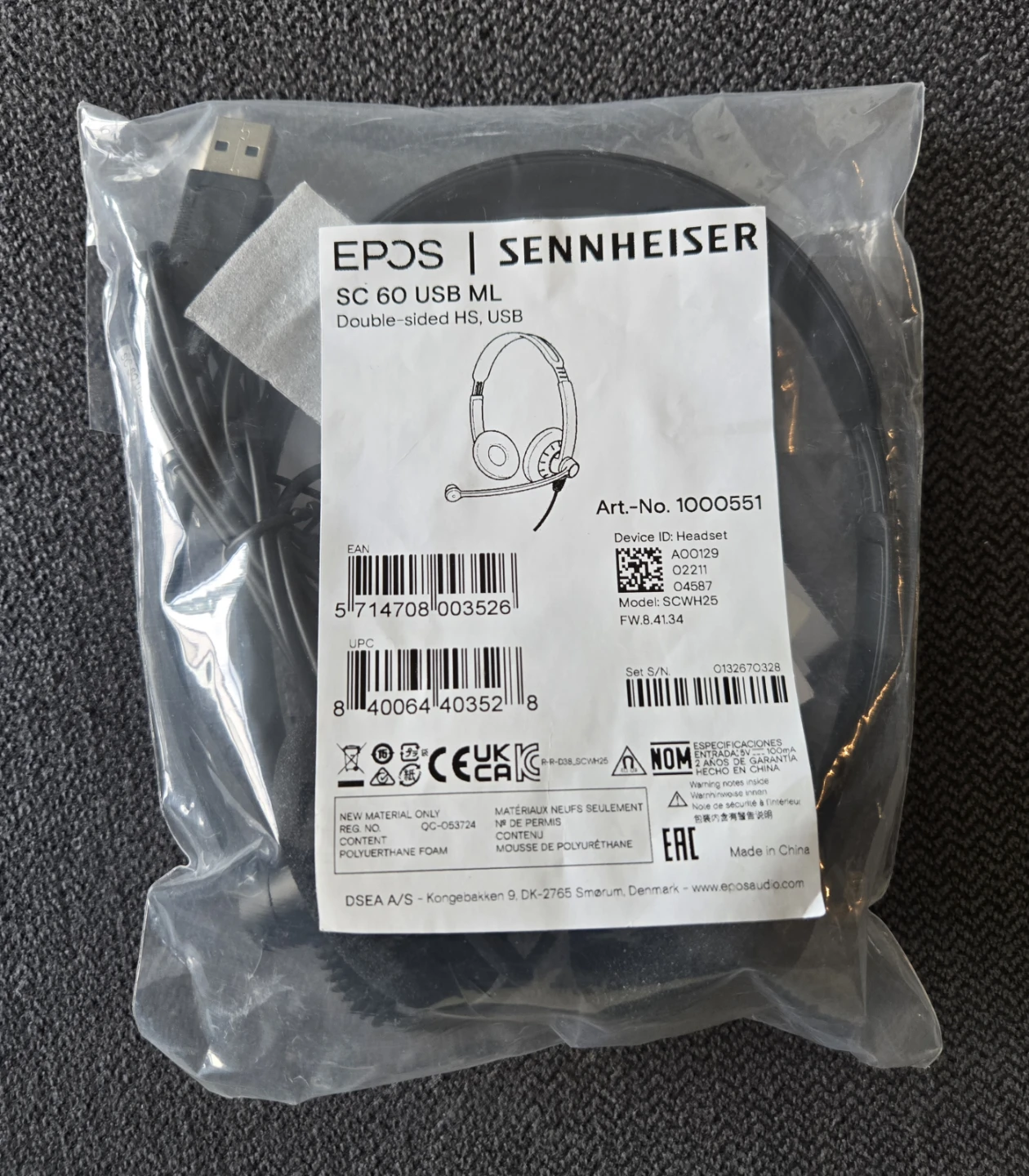 EPOS Sennheiser SC 60 USB ML Headset – New, Sealed
