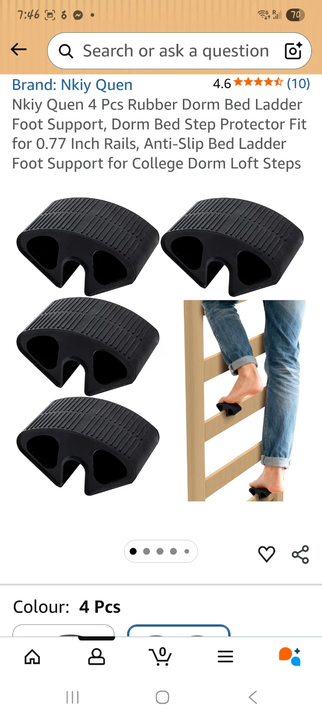 4 Pcs Rubber Dorm Bed Ladder Step Protectors