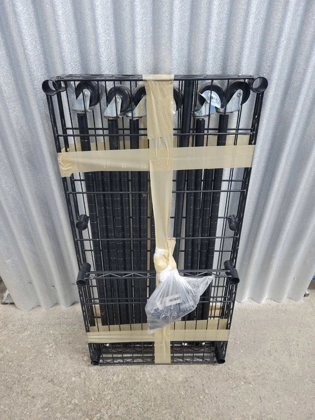 Black Metal Wire Garment Rack with Shelves and Wheels - photo 3