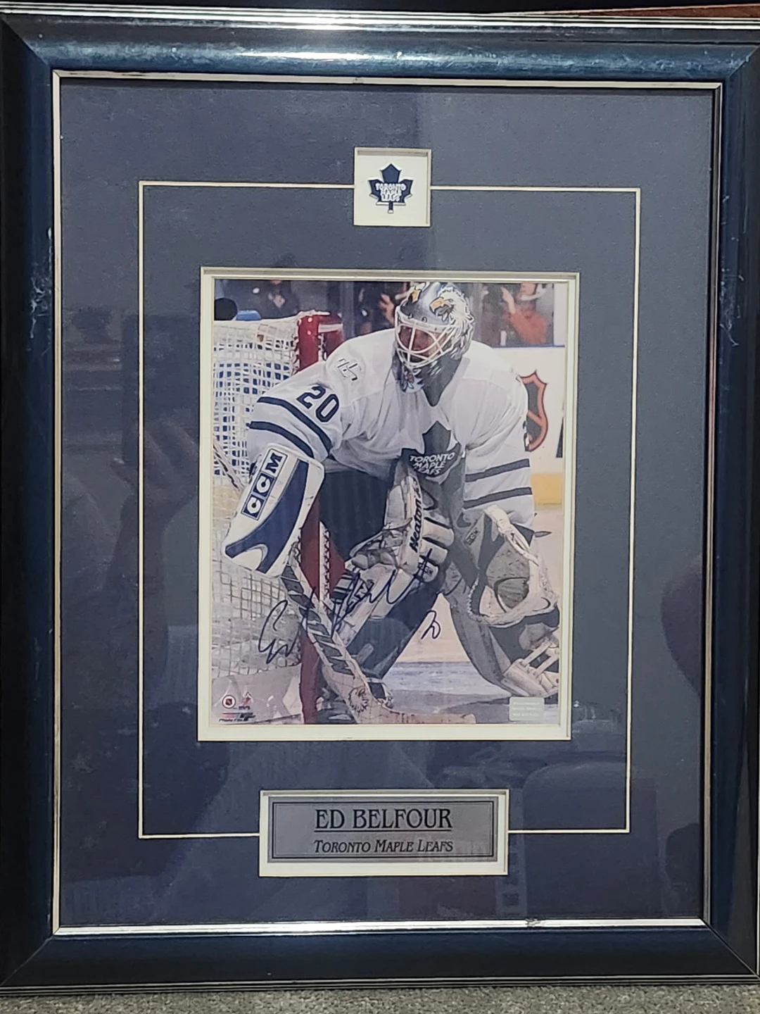 Ed Belfour Autographed Framed Photo - Maple Leafs