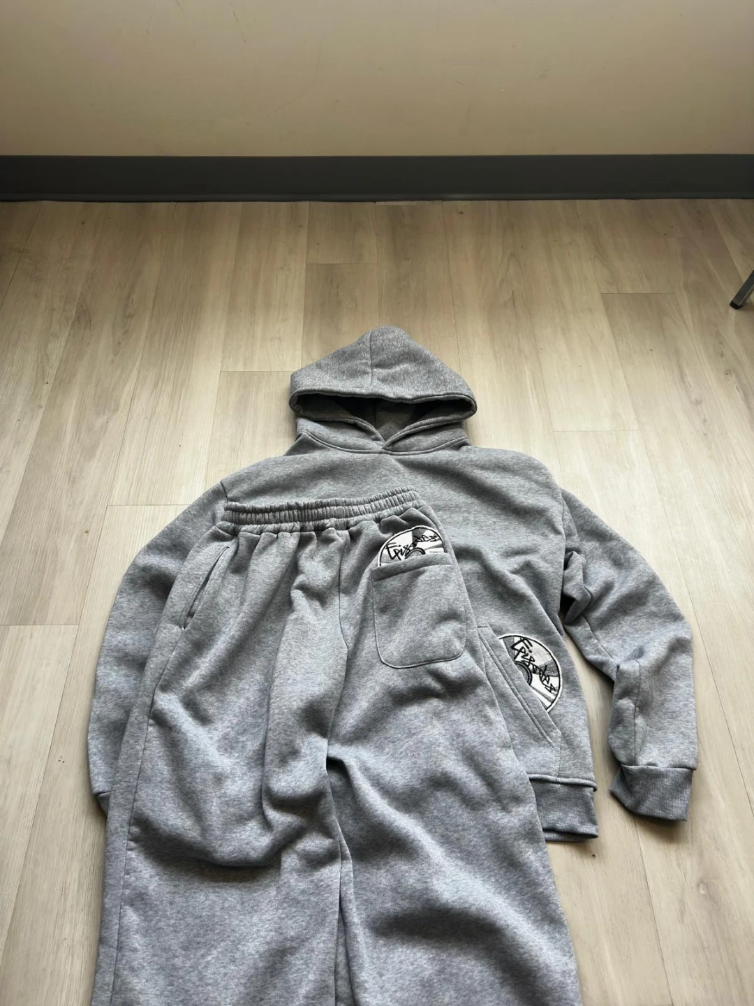 Grey Fleece Tracksuit Set