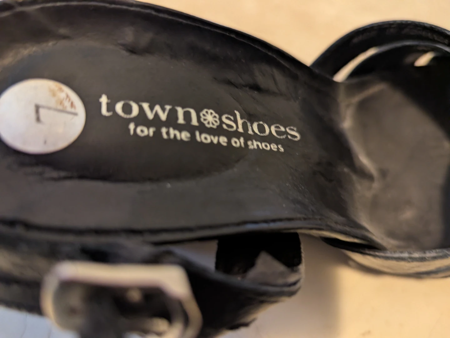 Town Shoes Black Wedge Sandals, Size 7 - photo 2