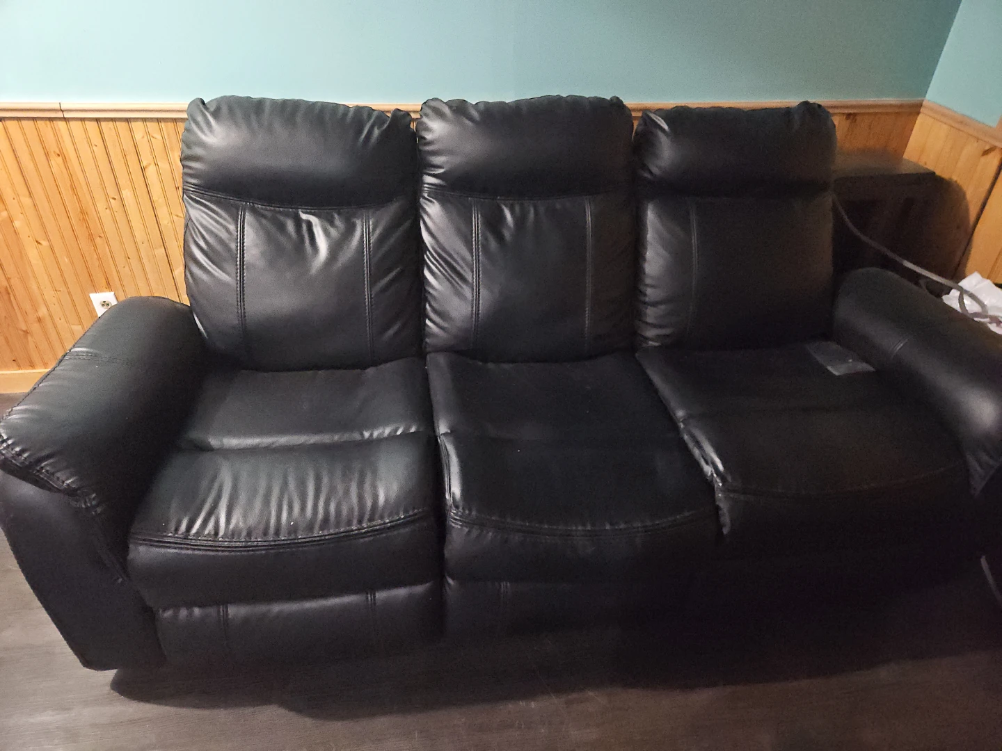Black Leather Reclining Sofa and love seat