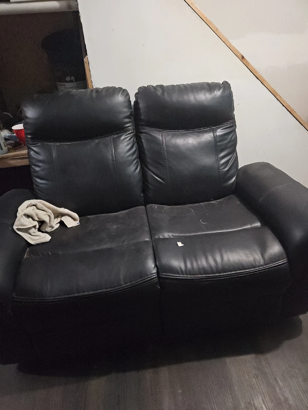 Black Leather Reclining Sofa and love seat - photo 2