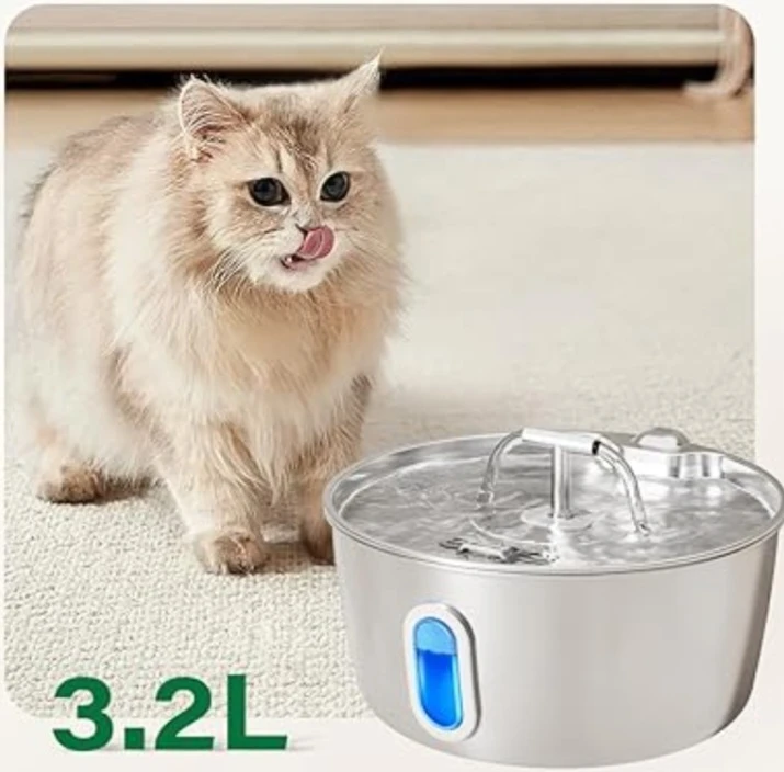 Cat Water Fountain Stainless Steel - 3.2L/108oz Pet Water Fo..