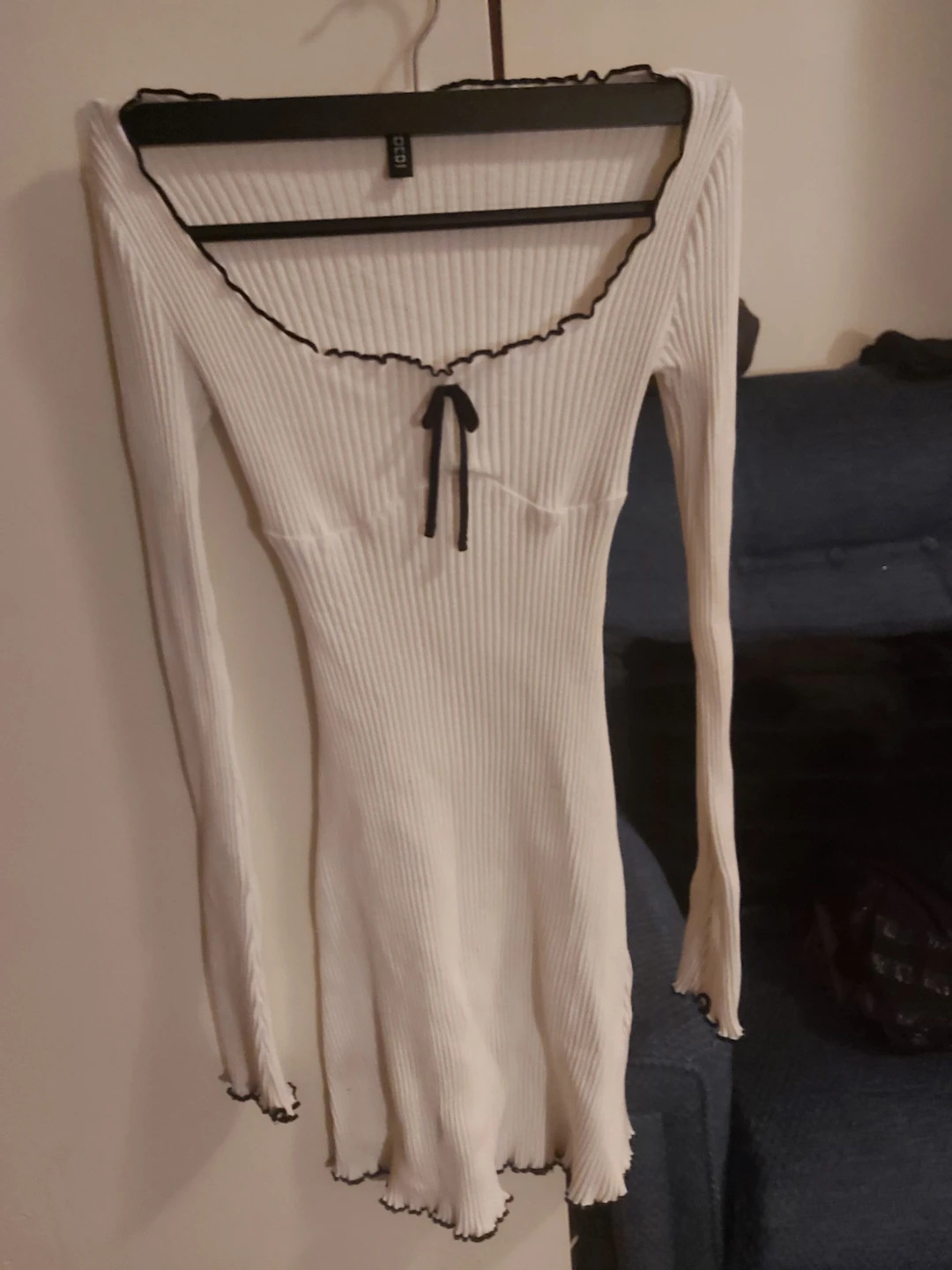 H&M Cream Ribbed Mini Dress