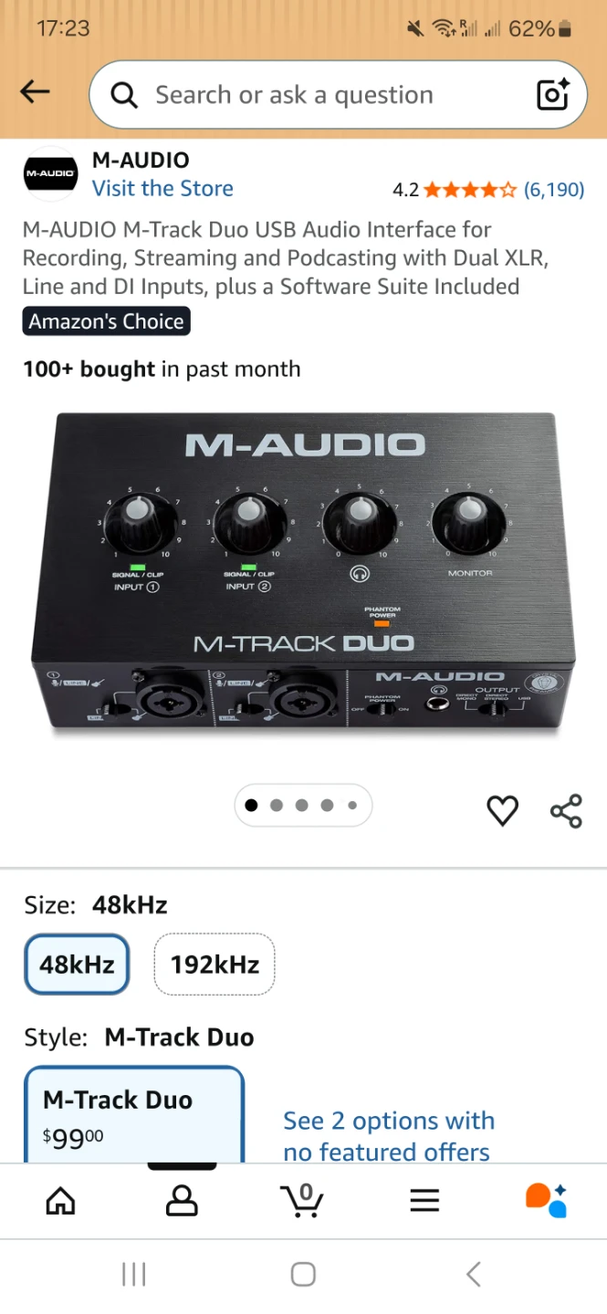 M-Audio M-Track Duo USB Audio Interface - 48kHz