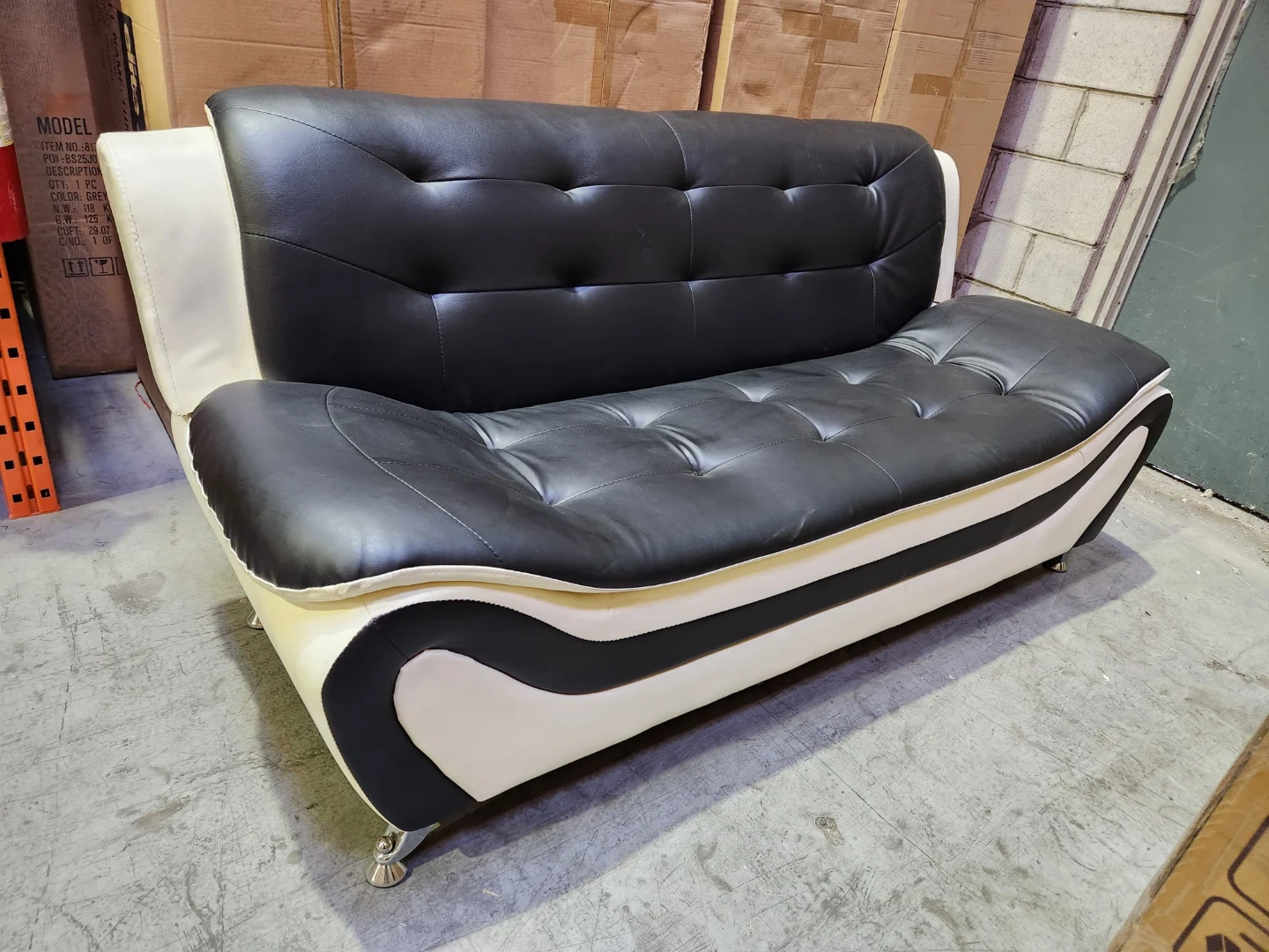 Red and Black Leather Loveseat Sofa - photo 2