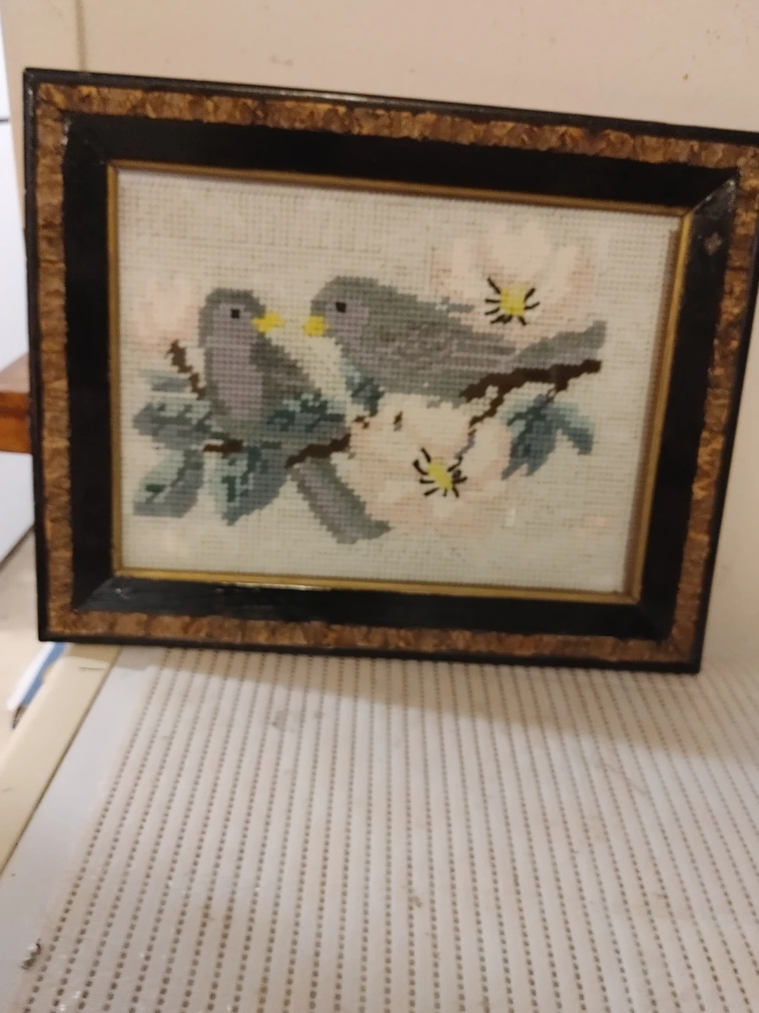 Framed Needlepoint Picture of Two Birds