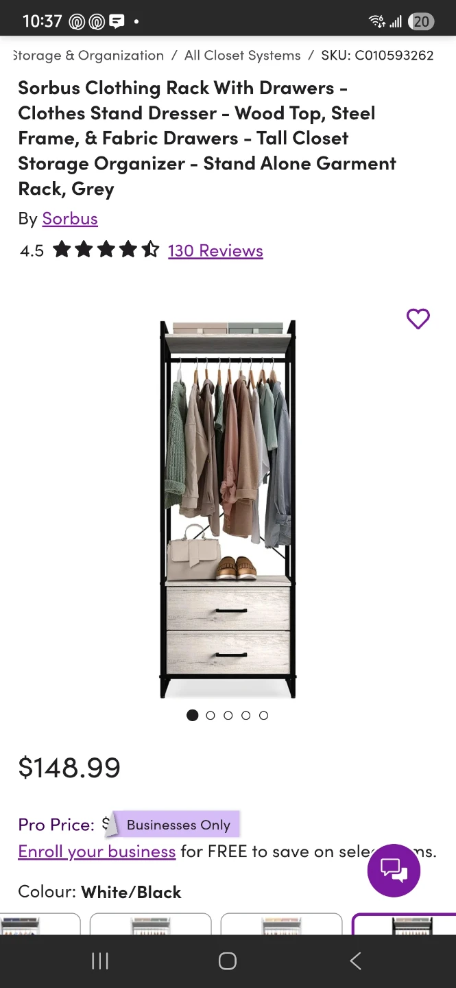Sorbus Clothing Rack with Drawers