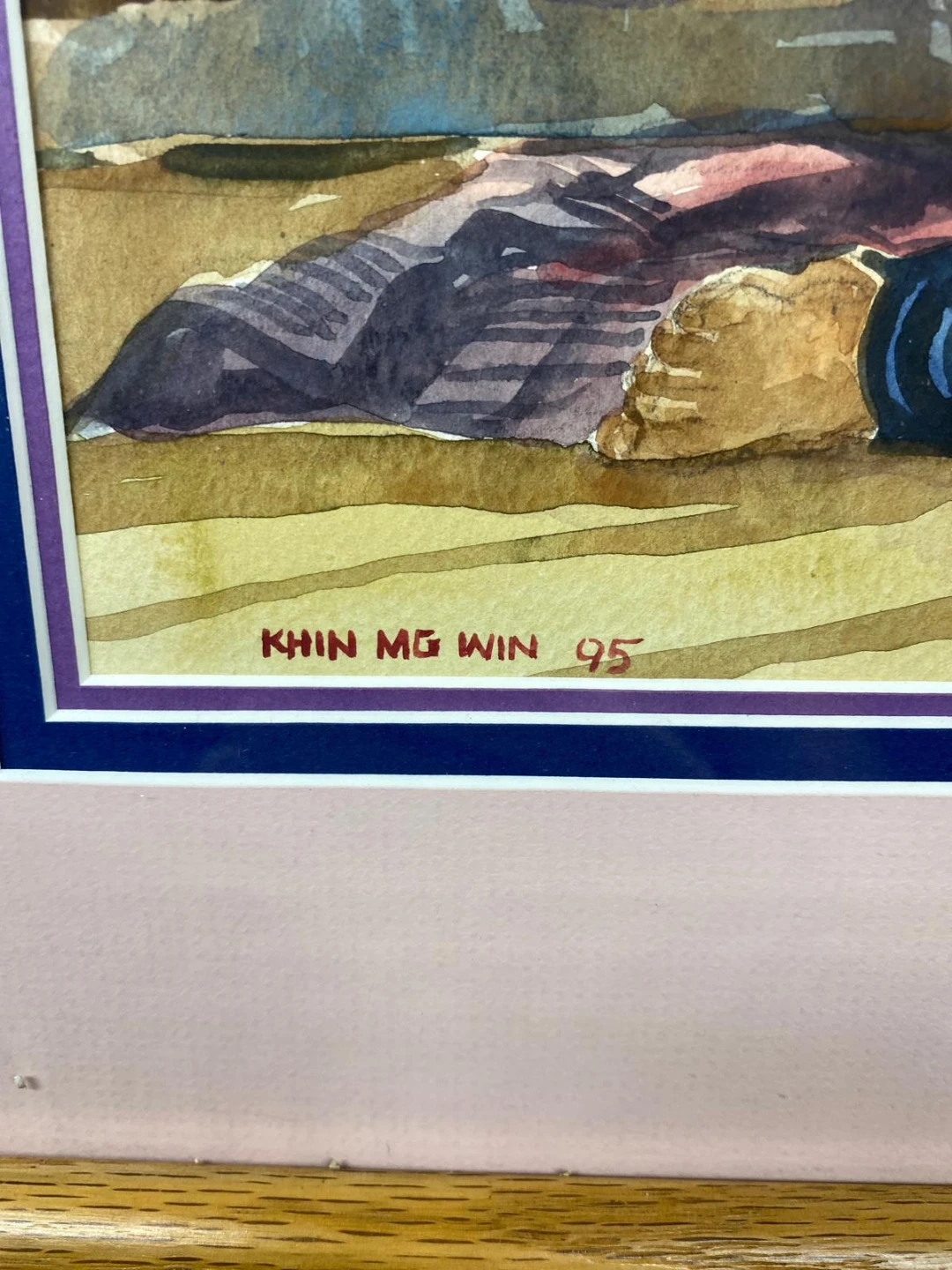Framed Khin Mg Win Watercolor Painting - photo 3