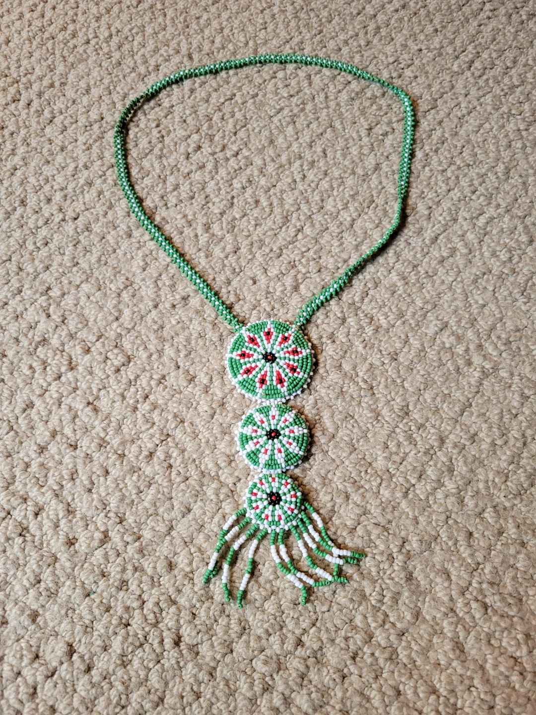 Handmade Beaded Necklace with Pendants