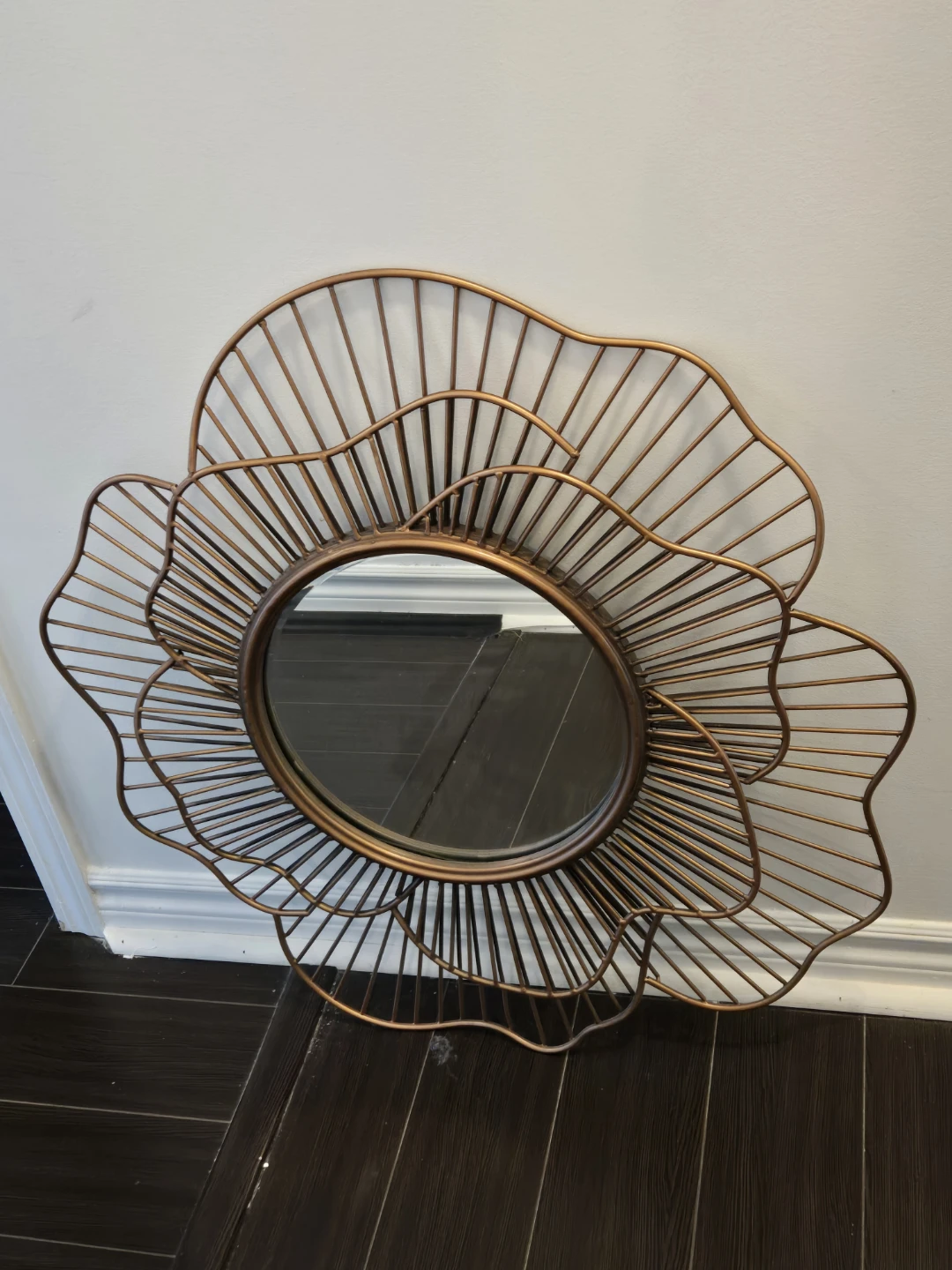 Flower Design Wall Mirror - Bronze