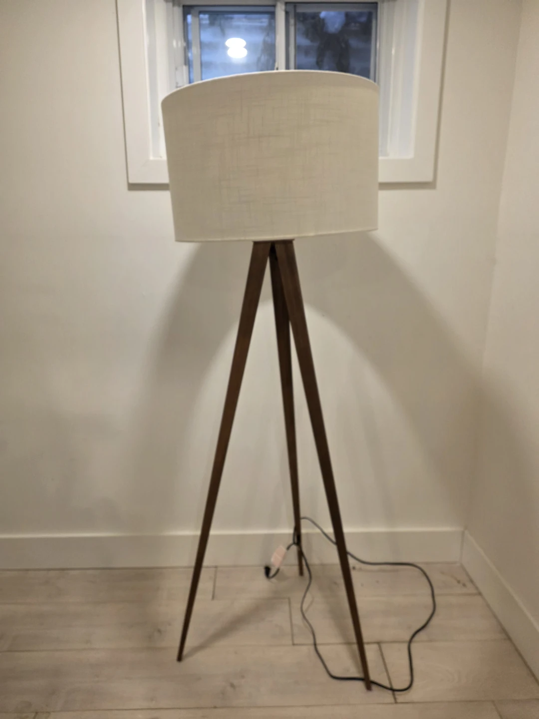 Walnut Linen Tripod Floor Lamp