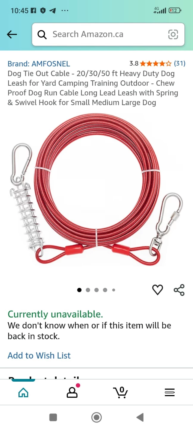 AMFOSNEL Dog Tie Out Cable - 20/30/50 ft