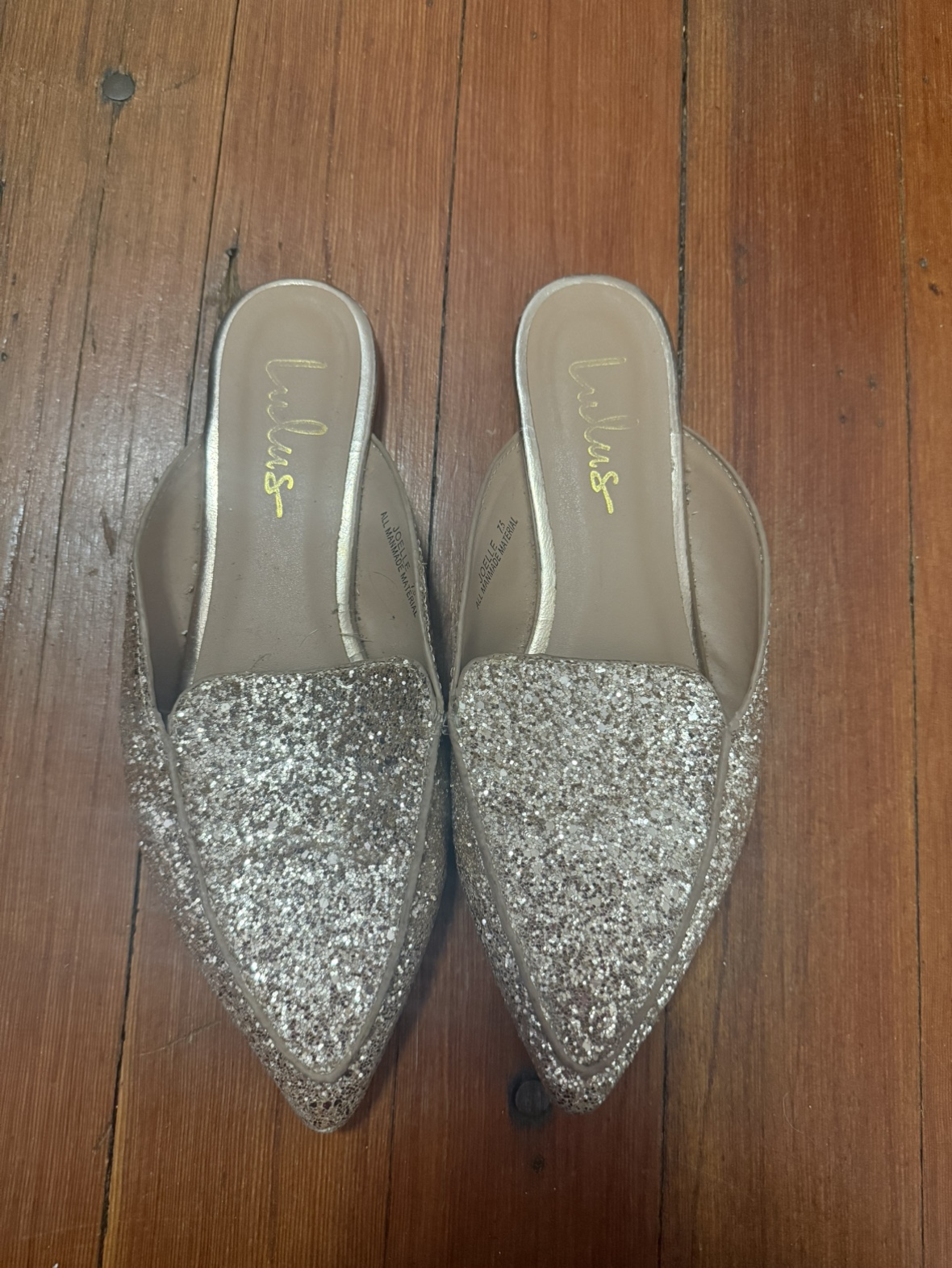 Lulus Glitter Pointed Toe Mules Size 7.5
