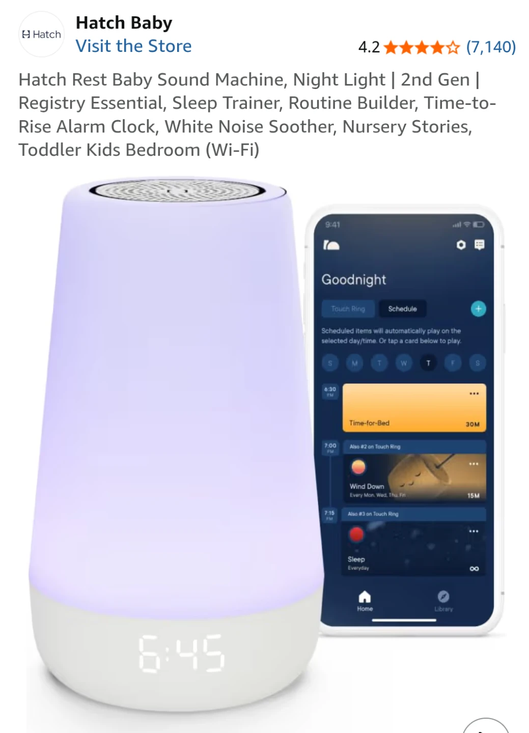 Hatch Rest Baby Sound Machine & Night Light - 2nd Gen