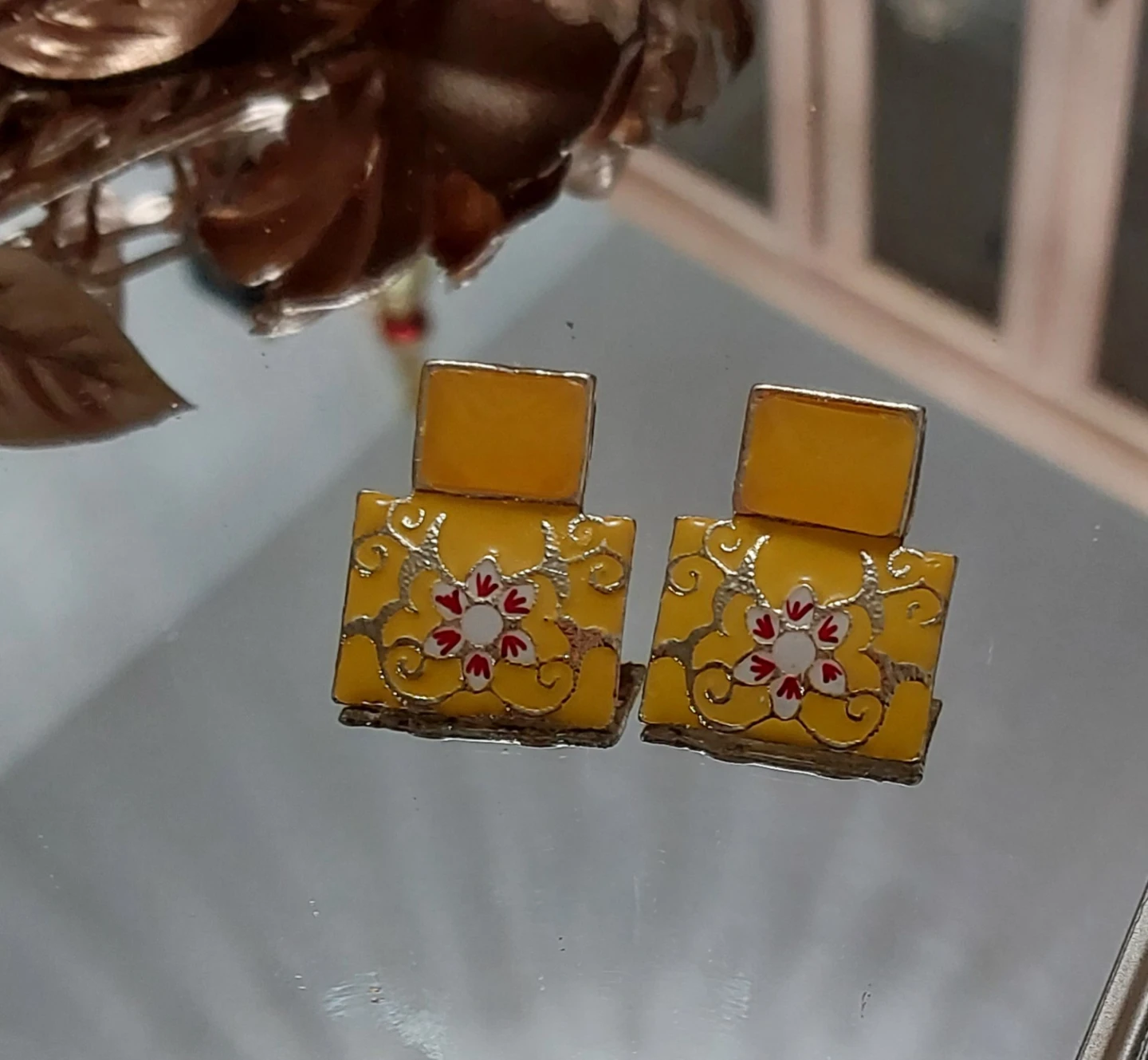 Brand new Yellow Square Enamel Earrings free ✨️