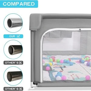 JINXIA® Baby Playpen with Mat - Grey - 75" x 59” - photo 2