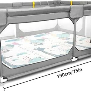 JINXIA® Baby Playpen with Mat - Grey - 75" x 59” - photo 3