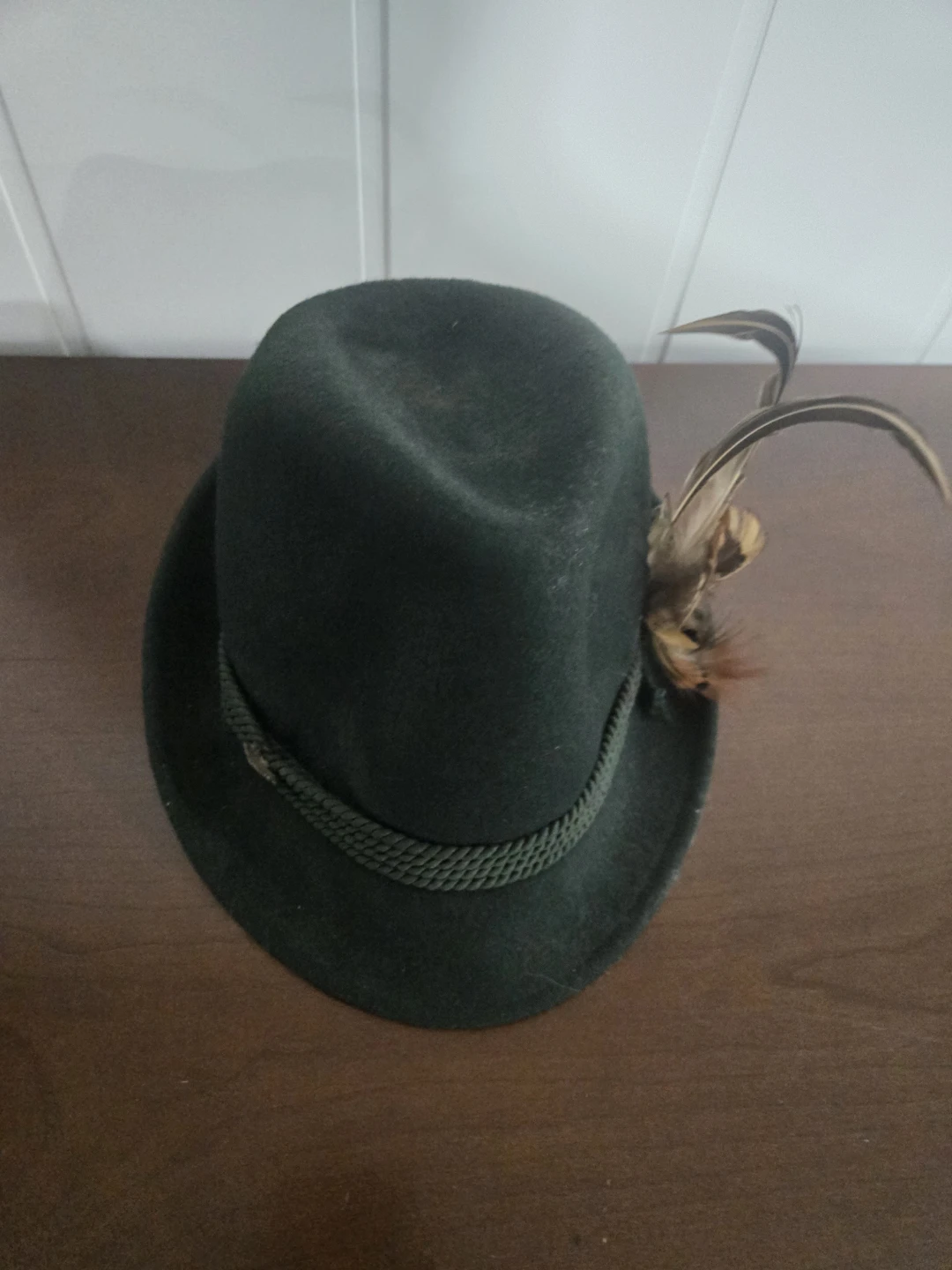 Authentic Austrian Green felt hat with feather detail
