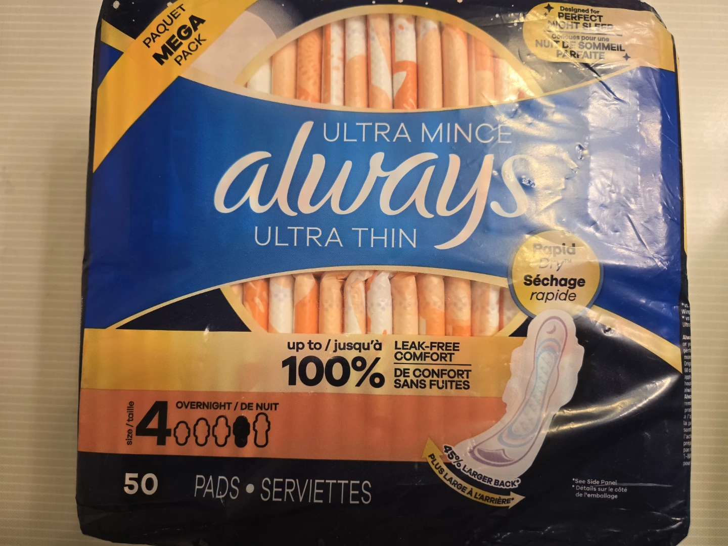 Unopened feminine pads and tampons