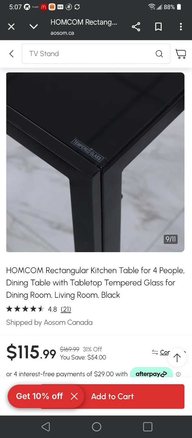 🧡NEW BLACK DINING KITCHEN TEMPERED GLASS TABLE - photo 2