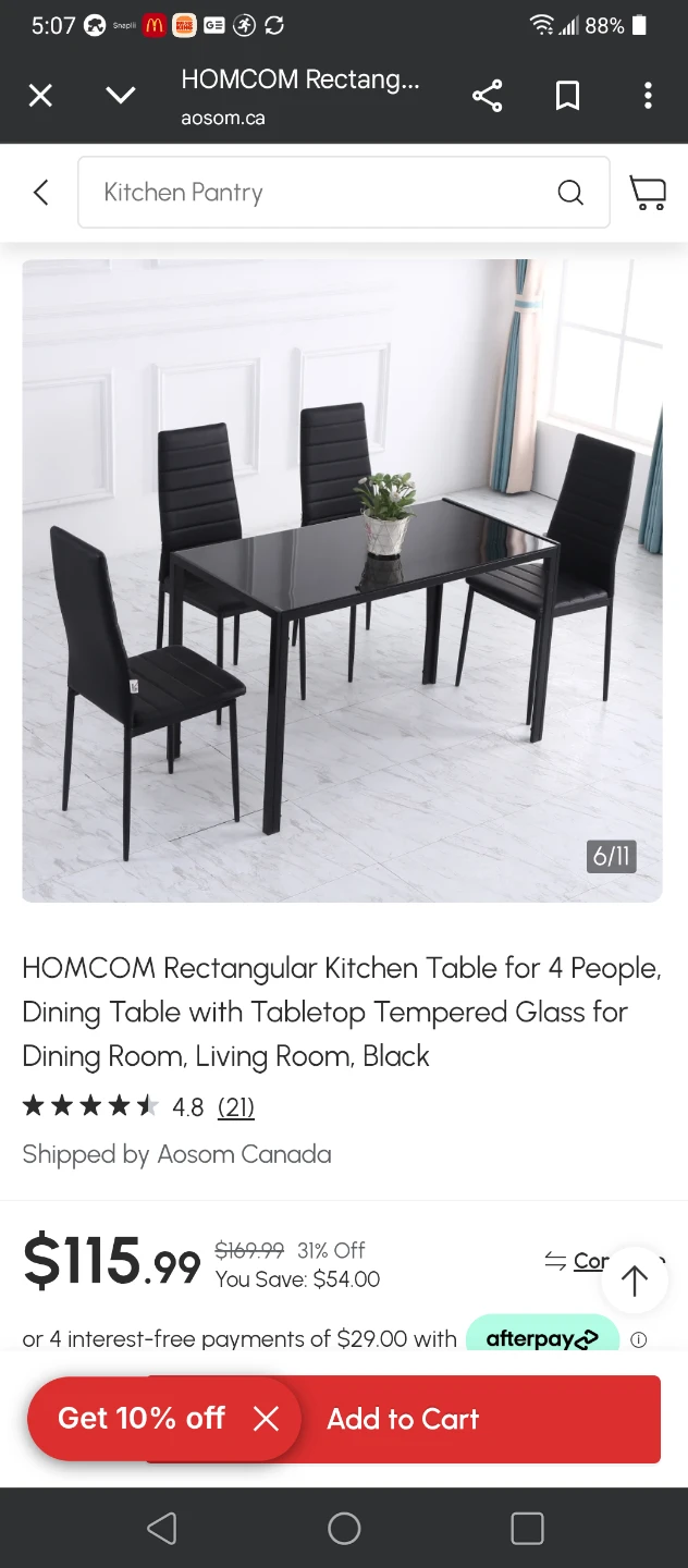 🧡NEW BLACK DINING KITCHEN TEMPERED GLASS TABLE