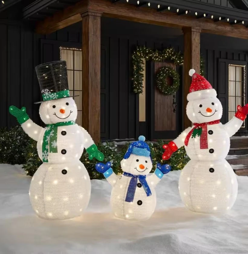 Lighted Snowman Family Set
