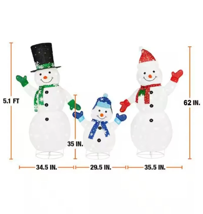 Lighted Snowman Family Set - photo 3